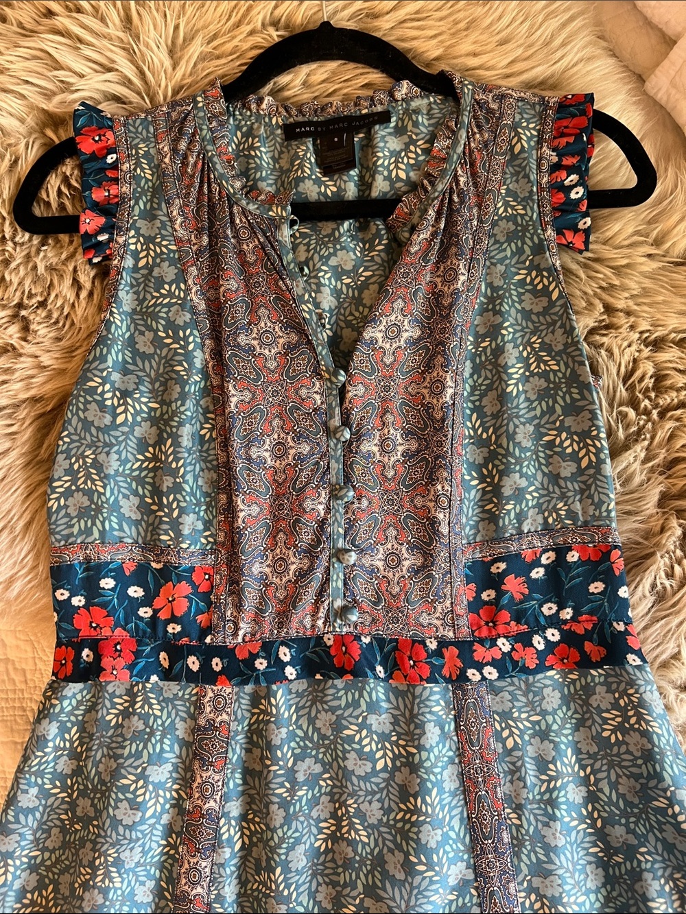 NWOT Marc by Marc Jacobs Silk 2005 Floral Sleeveless Smock Midi Dress - S - Picture 2 of 4